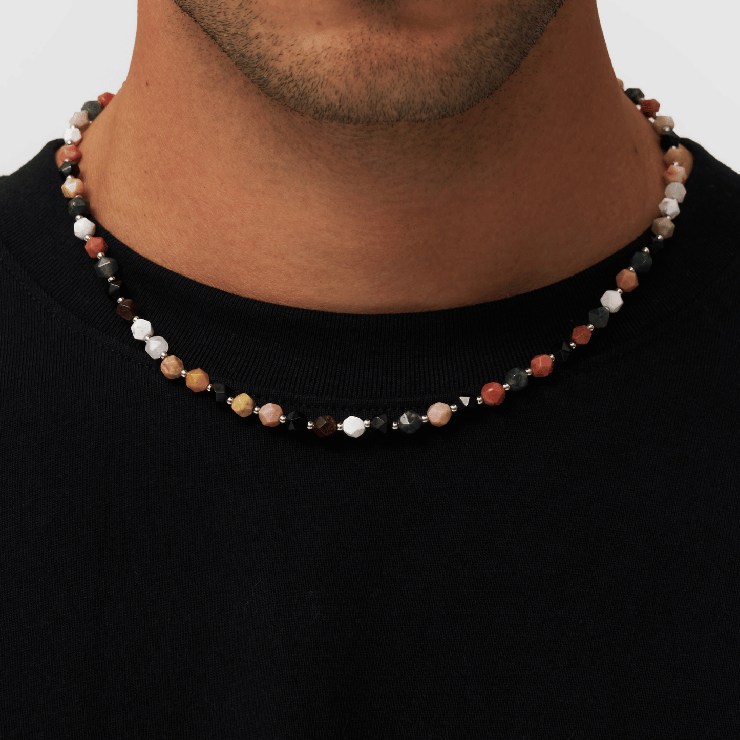 Steen Kralen Ketting (Zilver)
