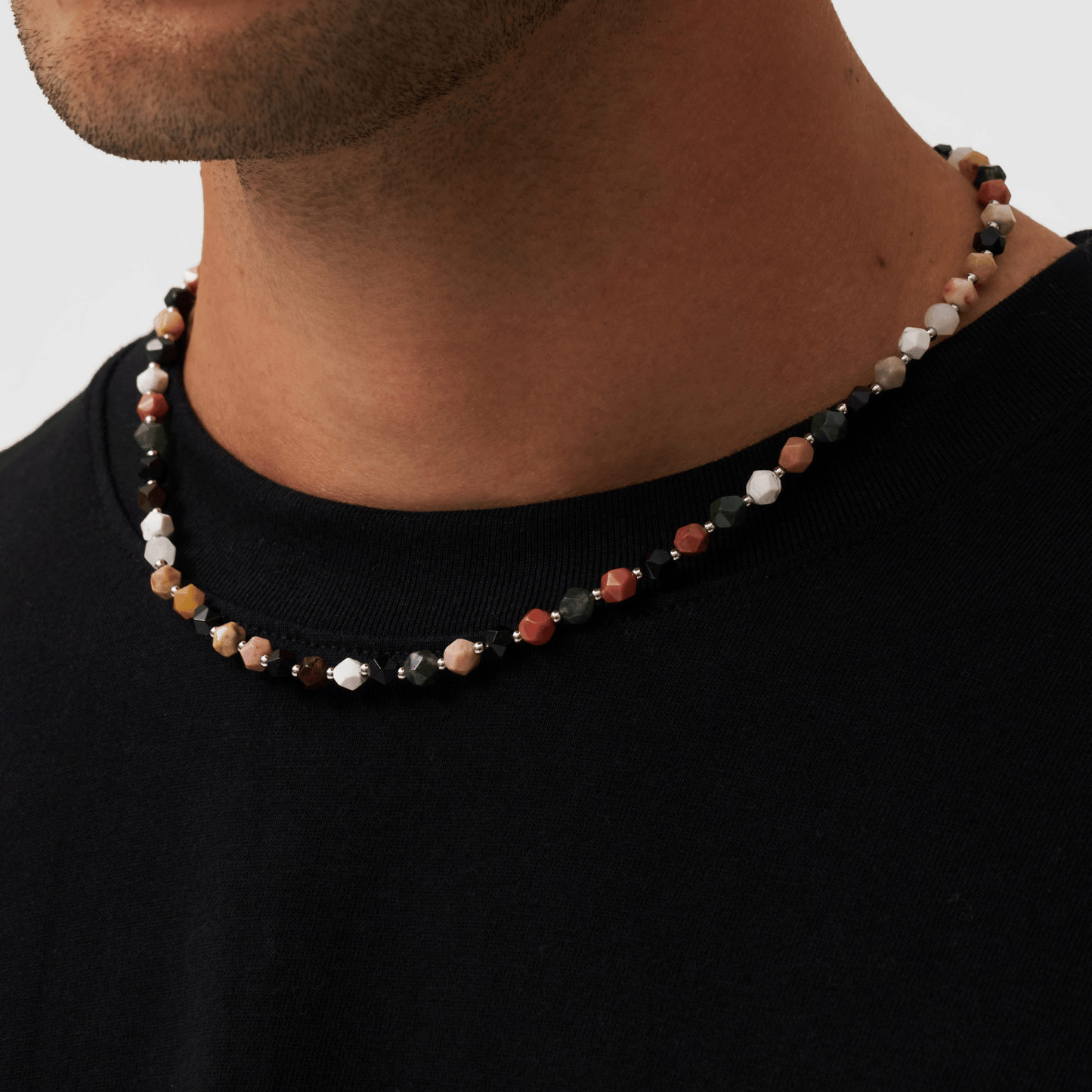 Steen Kralen Ketting (Zilver)