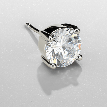Ronde Diamanten Stud Oorbellen (Zilver)