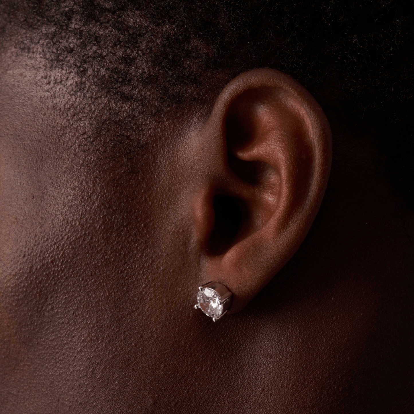 Ronde Diamanten Stud Oorbellen (Zilver)