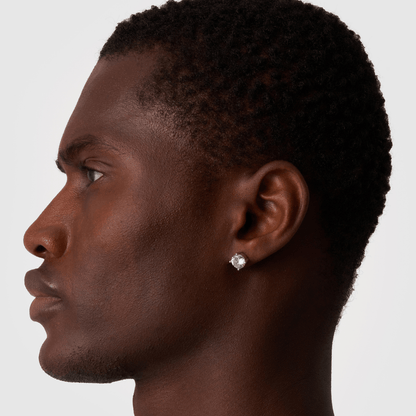 Ronde Diamanten Stud Oorbellen (Zilver)