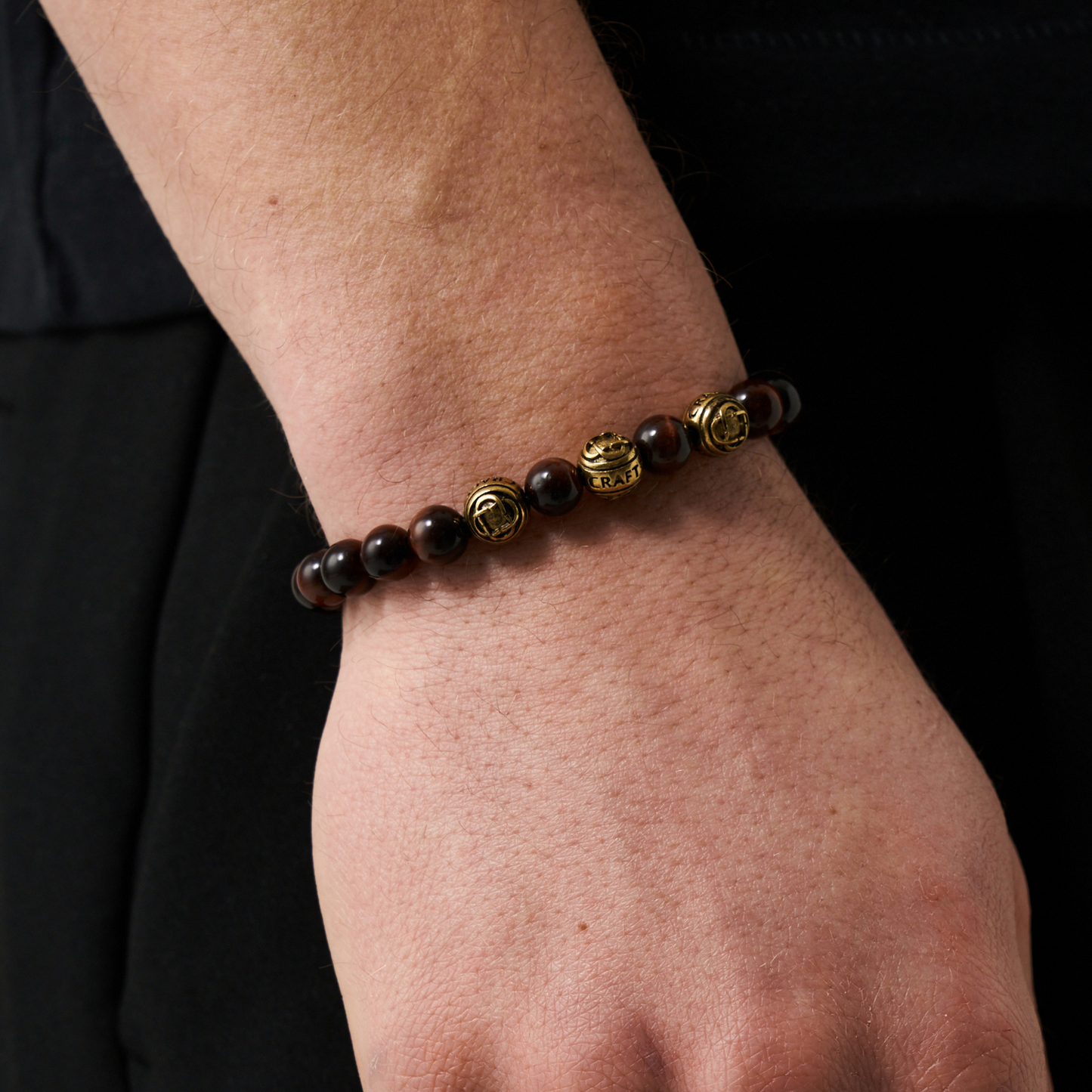 Tiger's Eye Metalen Kralenarmband (Goud)