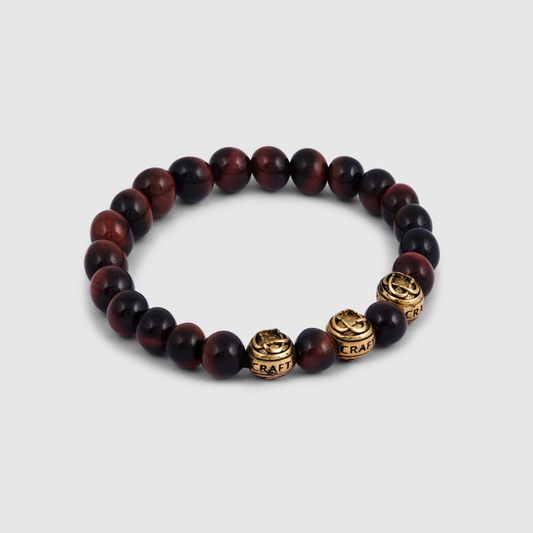 Tiger's Eye Metalen Kralenarmband (Goud)