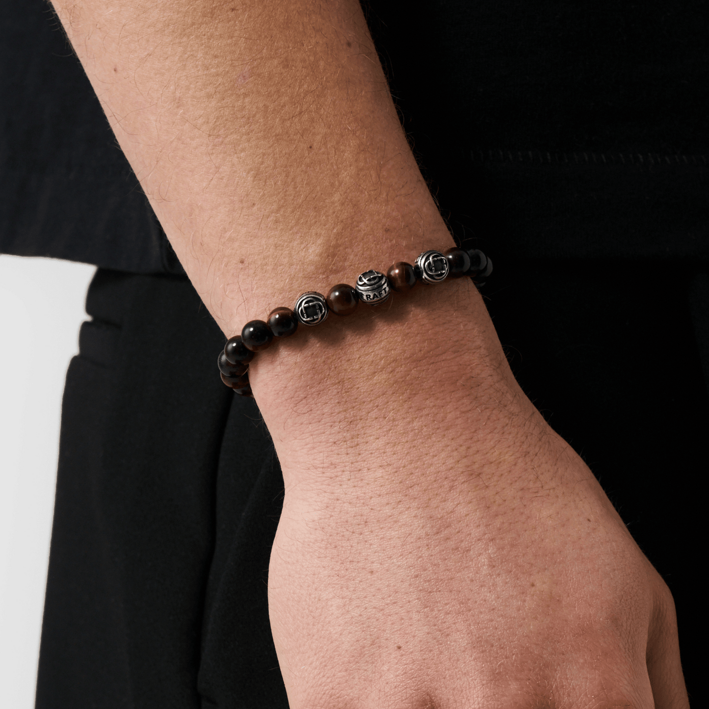 Tiger's Eye Metalen Kralenarmband (Zilver)