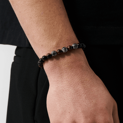 Tiger's Eye Metalen Kralenarmband (Zilver)
