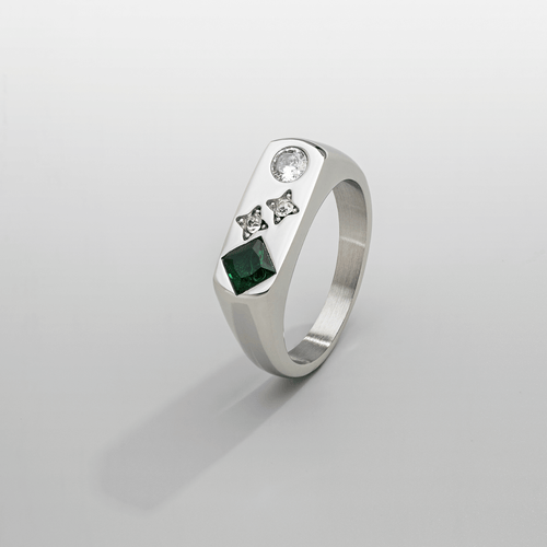 Vintage Steen Signet Ring (Zilver)