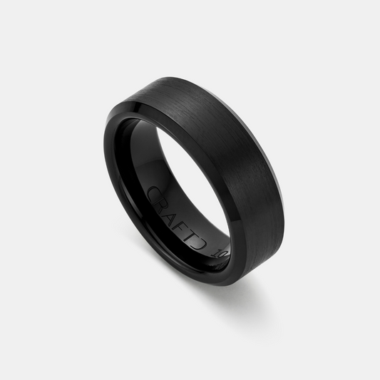 Afgeronde Ring (Zwart) 8mm | Tungsten