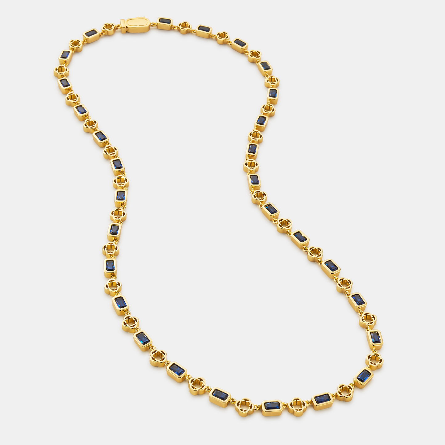 Blauwe Edelsteen Klaverketting (Goud)