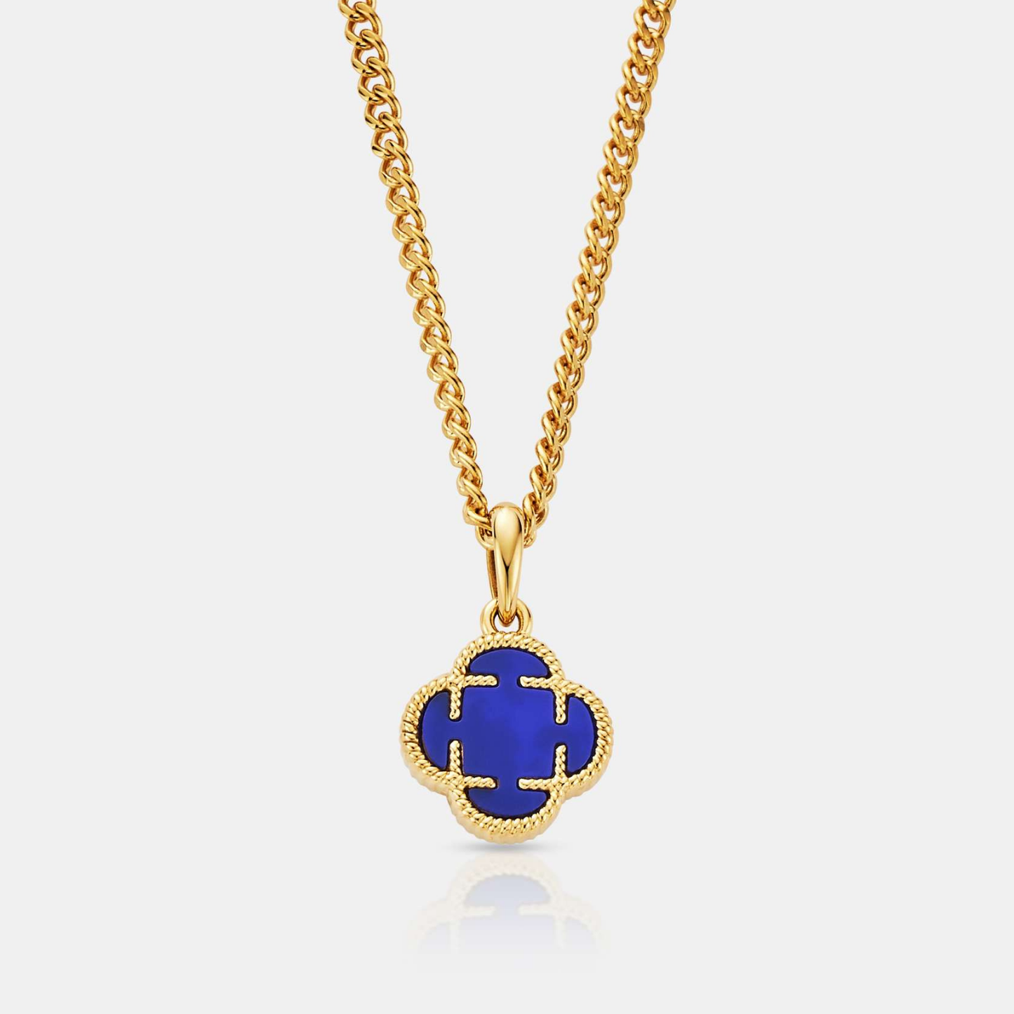 Blauwe Klaver Steen Hanger (Goud)