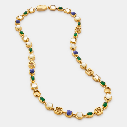Blauwe Kristallen Sieraad Ketting (Goud)
