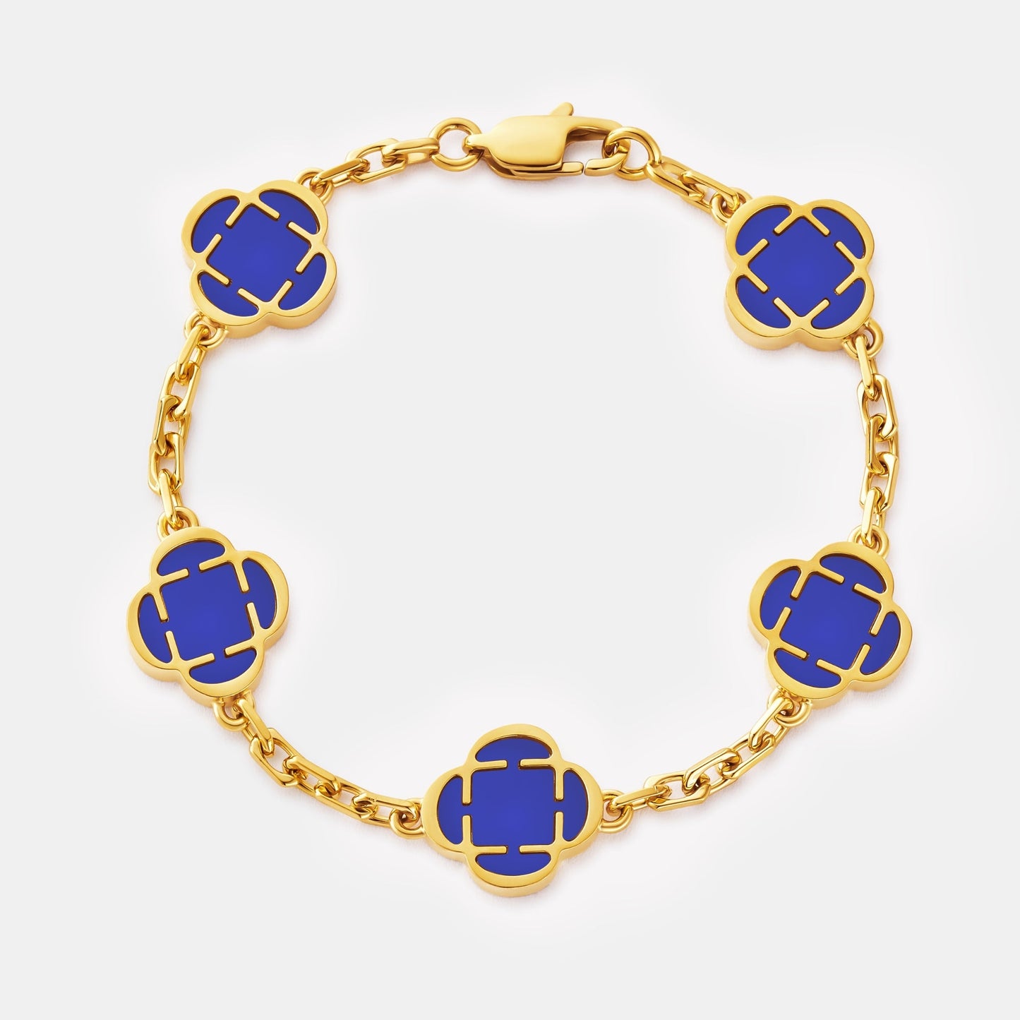 Blauwe Klaversteen Armband (Goud)