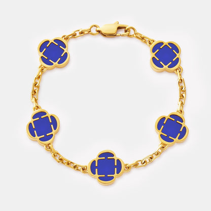 Blauwe Klaversteen Armband (Goud)