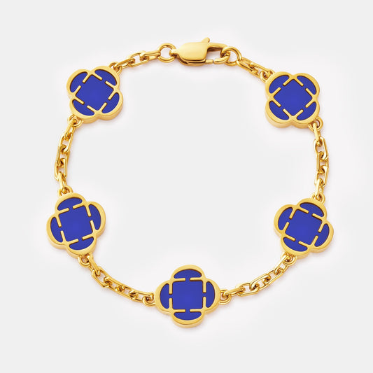 Blauwe Klaversteen Armband (Goud)