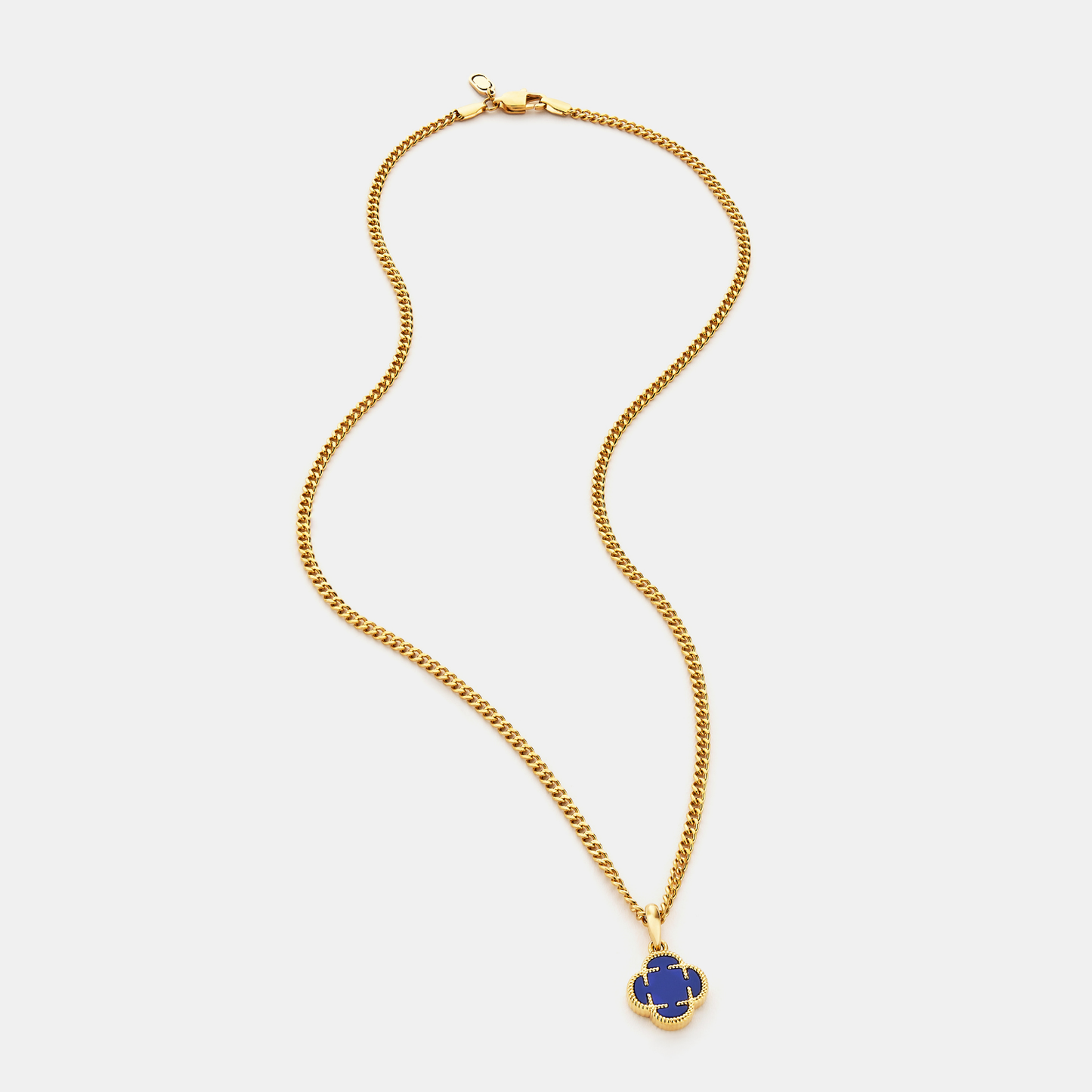 Blauwe Klaver Steen Hanger (Goud)