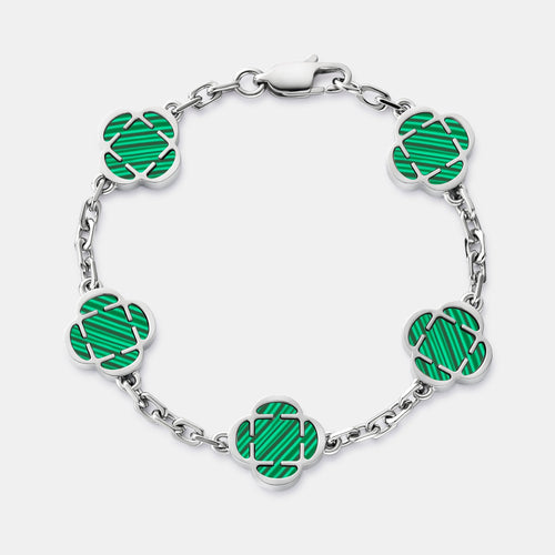 Malachiet Klavertje Vier Armband (Zilver)