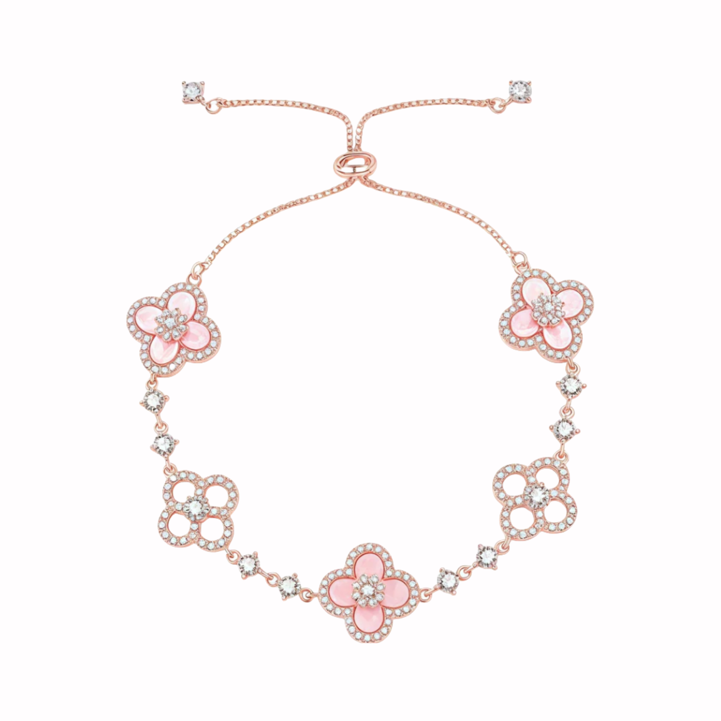 Pink/Silver Sakura Set (necklace/bracelet/earing/ring）