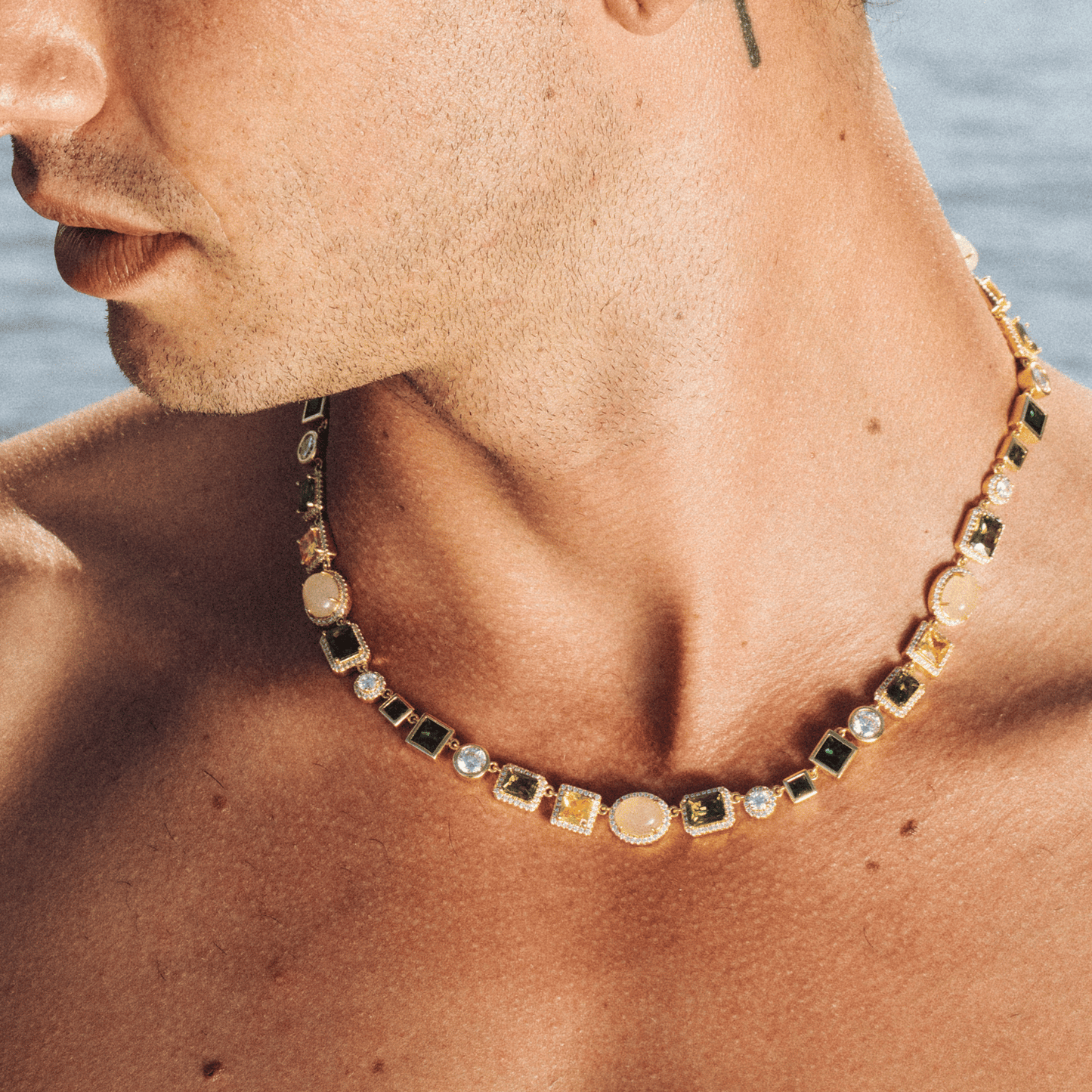 Emerald Edelsteen Ketting (Goud)