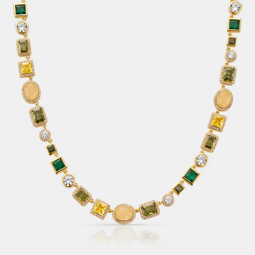 Emerald Edelsteen Ketting (Goud)