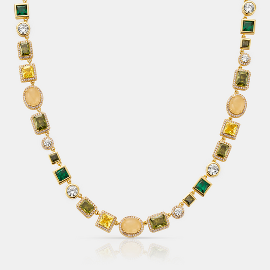 Emerald Edelsteen Ketting (Goud)