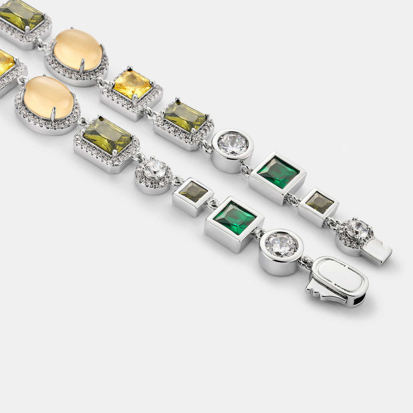 Emerald Gemstone Necklace (Zilver)