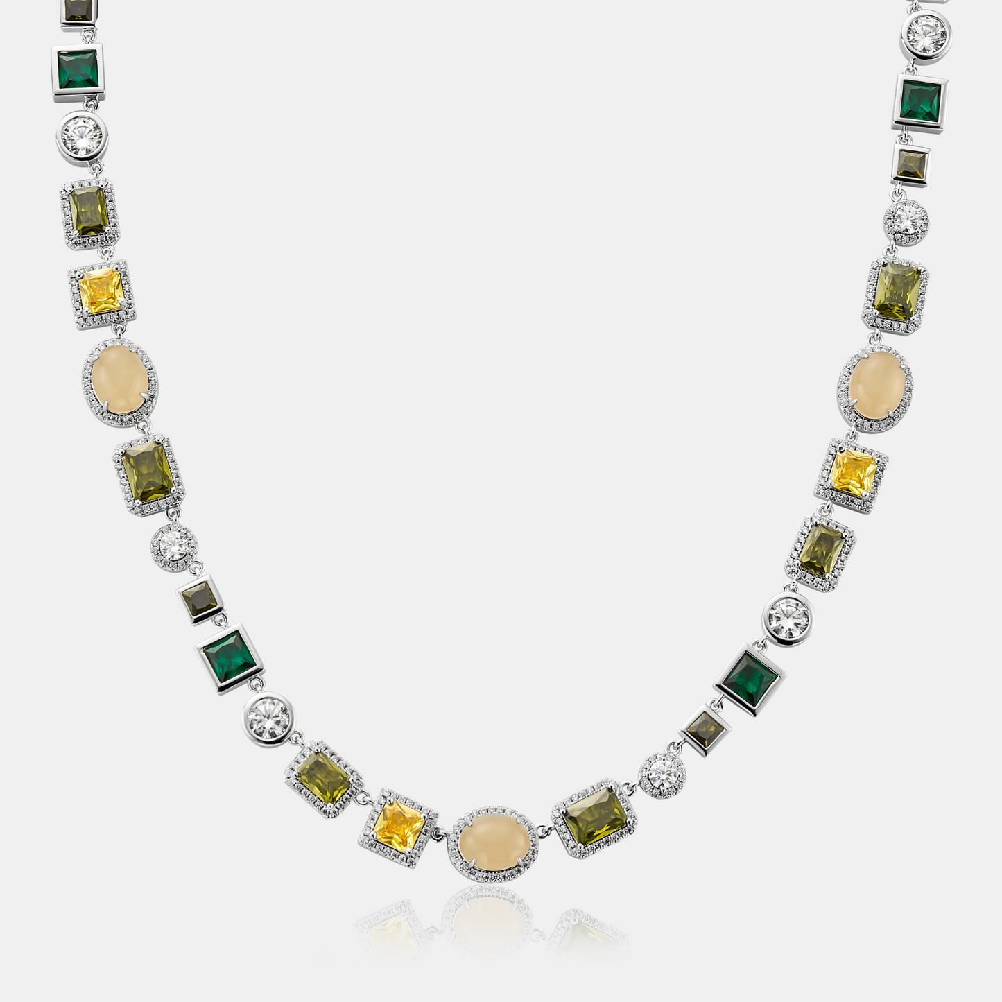 Emerald Gemstone Necklace (Zilver)