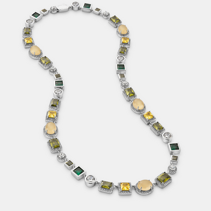 Emerald Gemstone Necklace (Zilver)