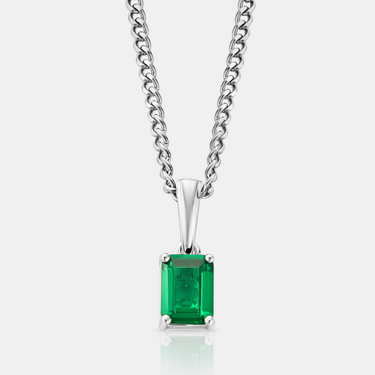 Smaragd Steen Hanger (Zilver)