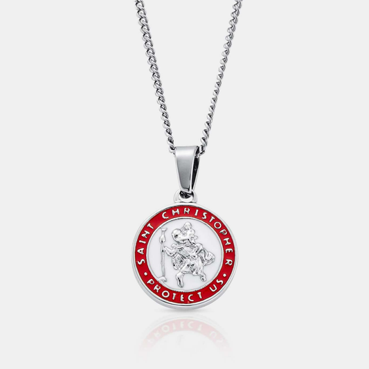 Emaille Heilige Christoffel (Zilver)