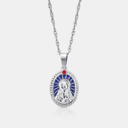 Emaille Heilige Maria (Zilver)