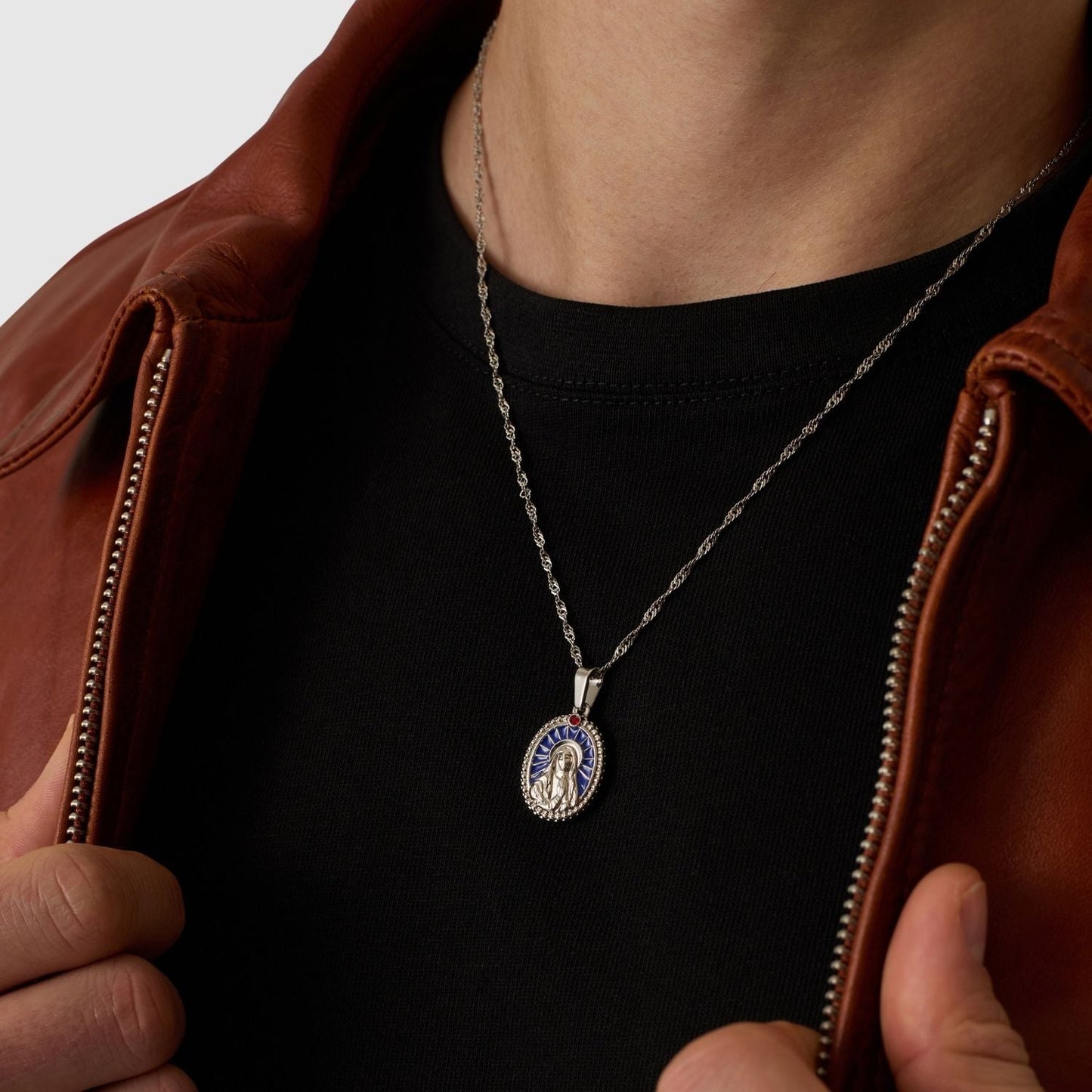 Emaille Heilige Maria (Zilver)