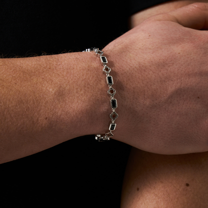 Groene Edelsteen Klaver Armband (Zilver)