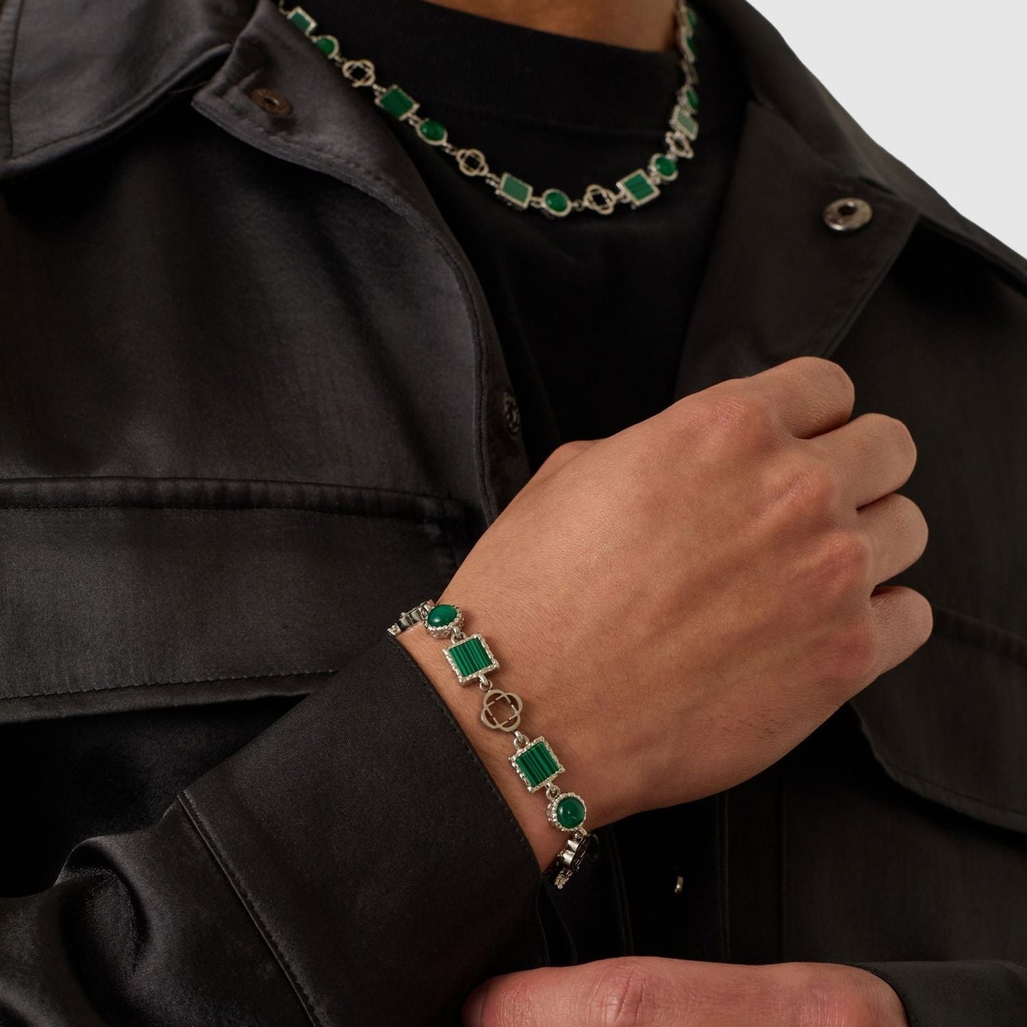 Groene Kwarts Edelsteen Armband (Zilver)