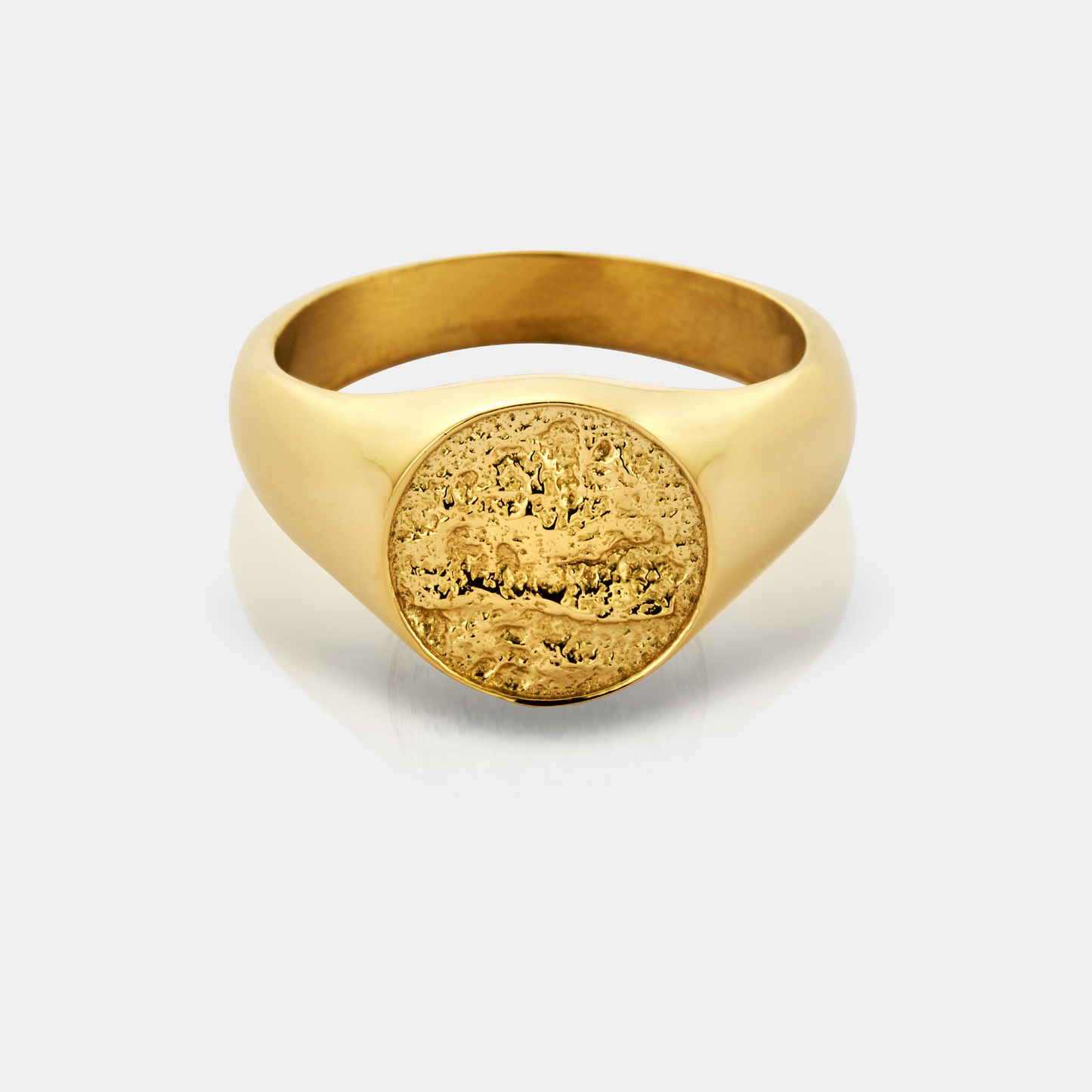 Gehamerde Signet Ring (Goud)