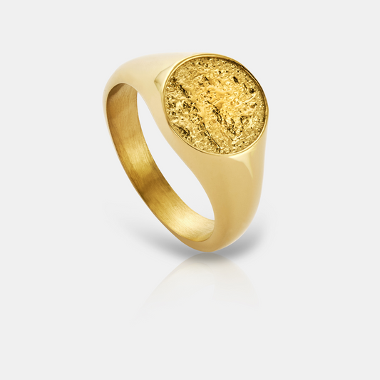 Gehamerde Signet Ring (Goud)
