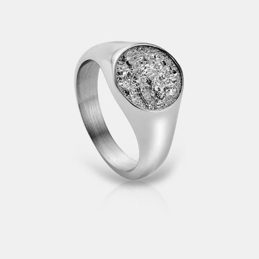 Gehamerde Zegelring (Zilver)
