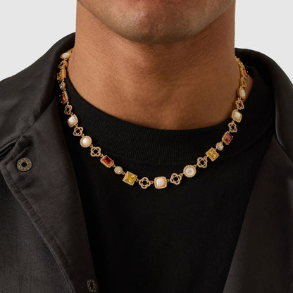 Iced Gemstone Necklace (Goud)
