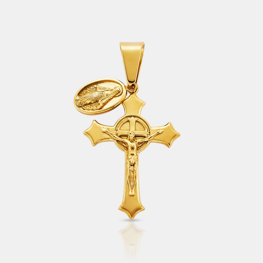 Jezus & Maria Kruis Hanger (Goud)