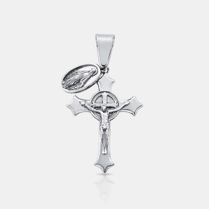Jezus & Maria Kruis Hanger (Zilver)
