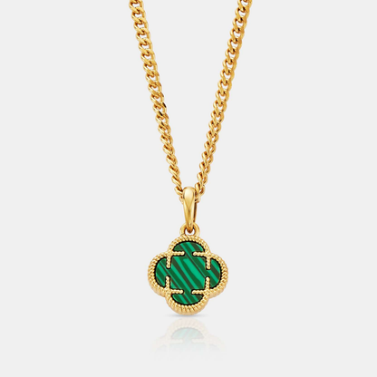 Malachiet Klavertje Vier Hanger (Goud)