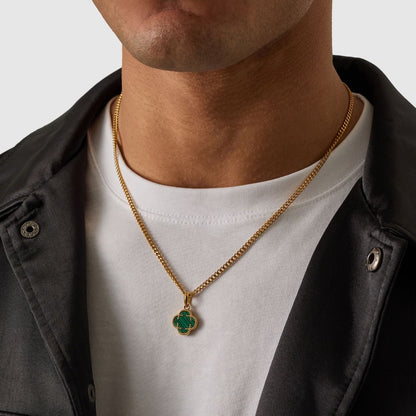 Malachiet Klavertje Vier Hanger (Goud)