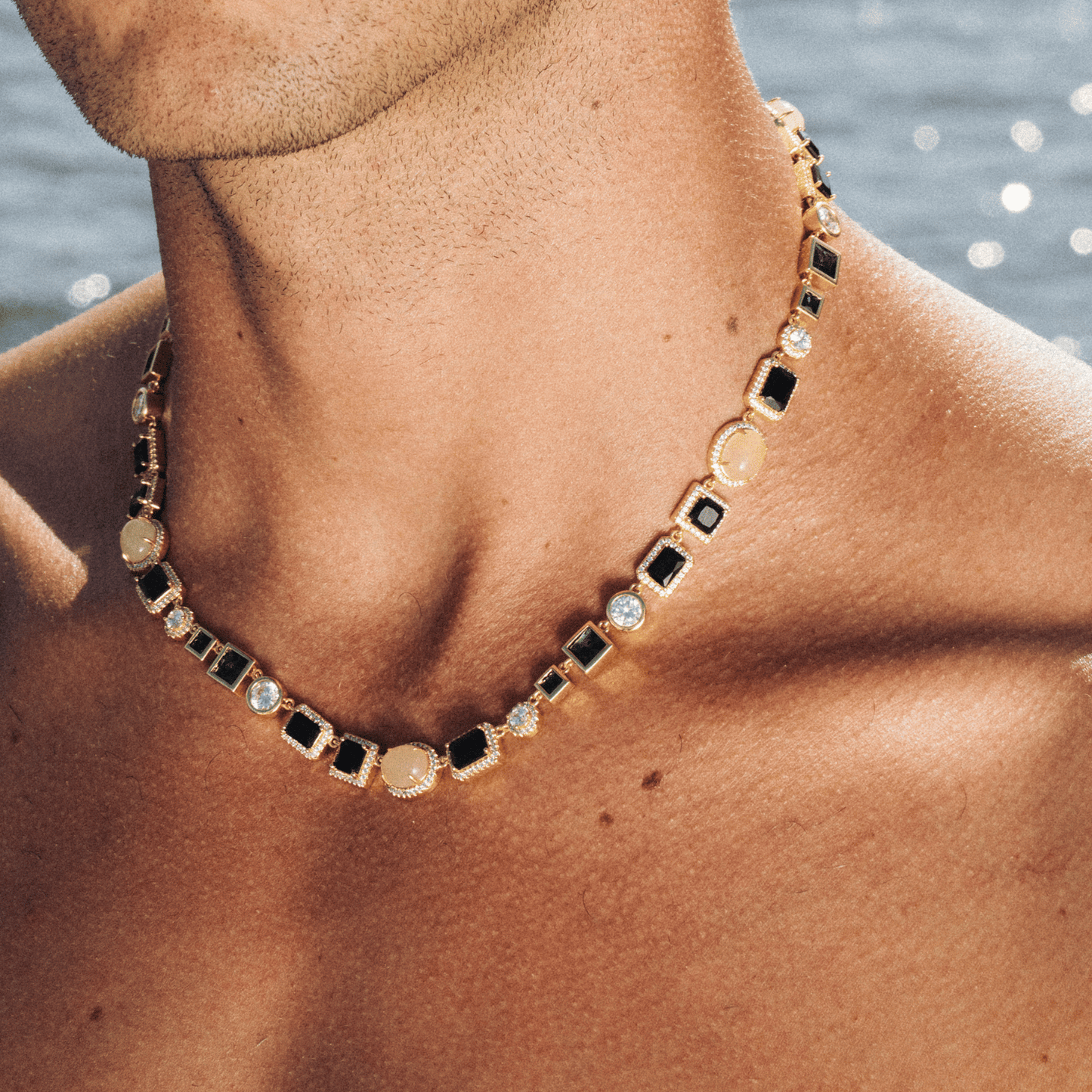 Onyx Edelsteen Halsketting (Goud)