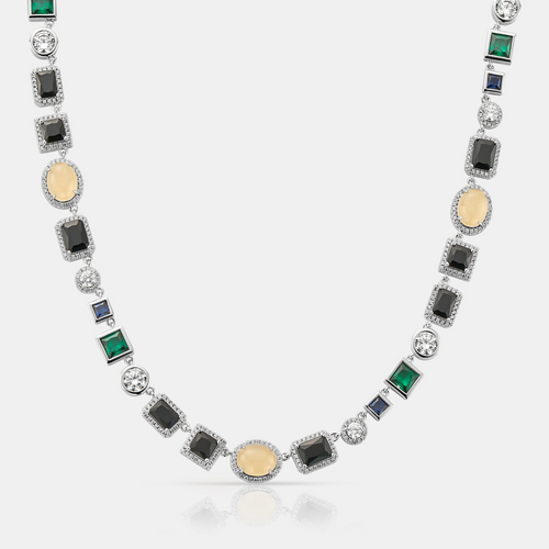 Onyx Edelsteen Ketting (Zilver)