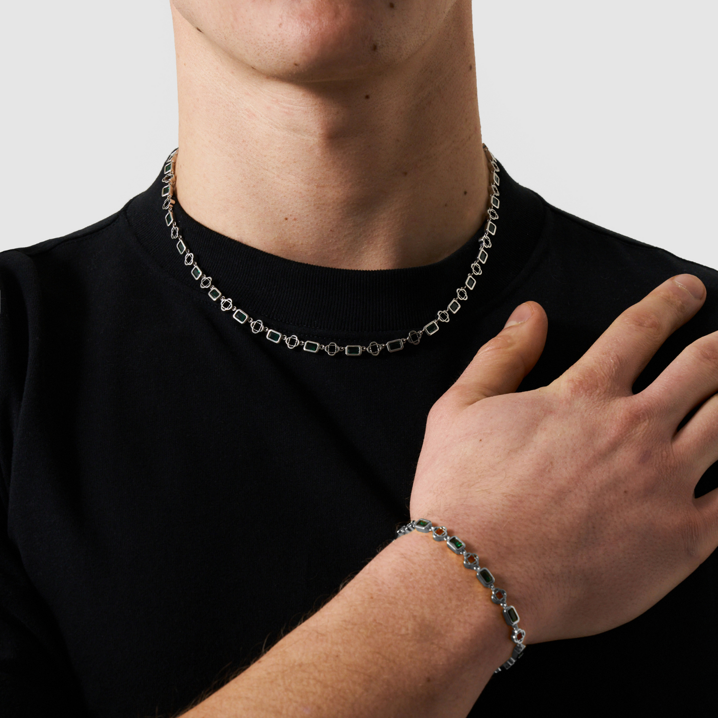 Onyx Edelsteen Klavertje Armband (Zilver)
