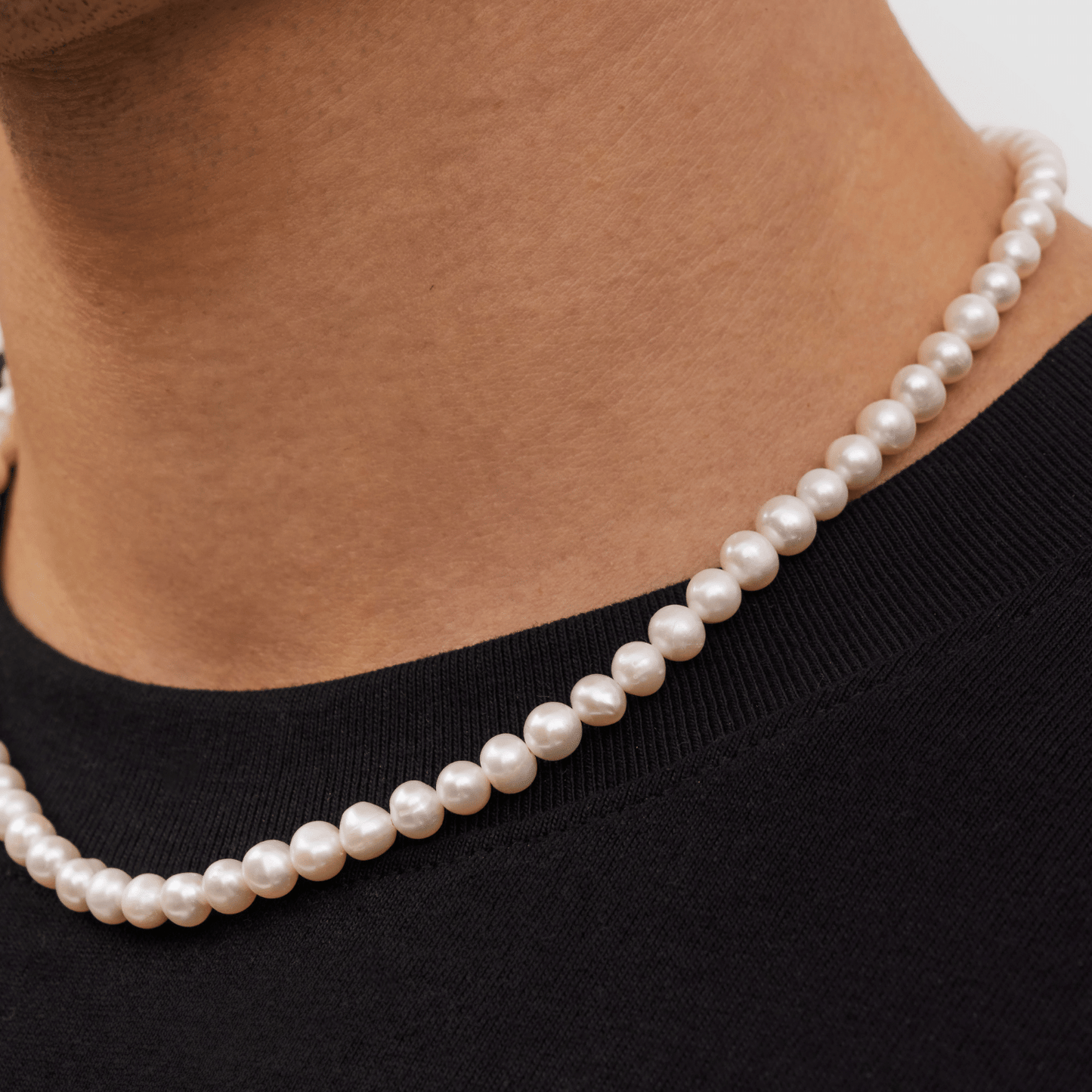 Ronde Echte Parel Ketting (Zilver)