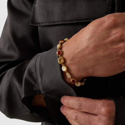 Rode Kristallen Edelsteen Armband (Goud)