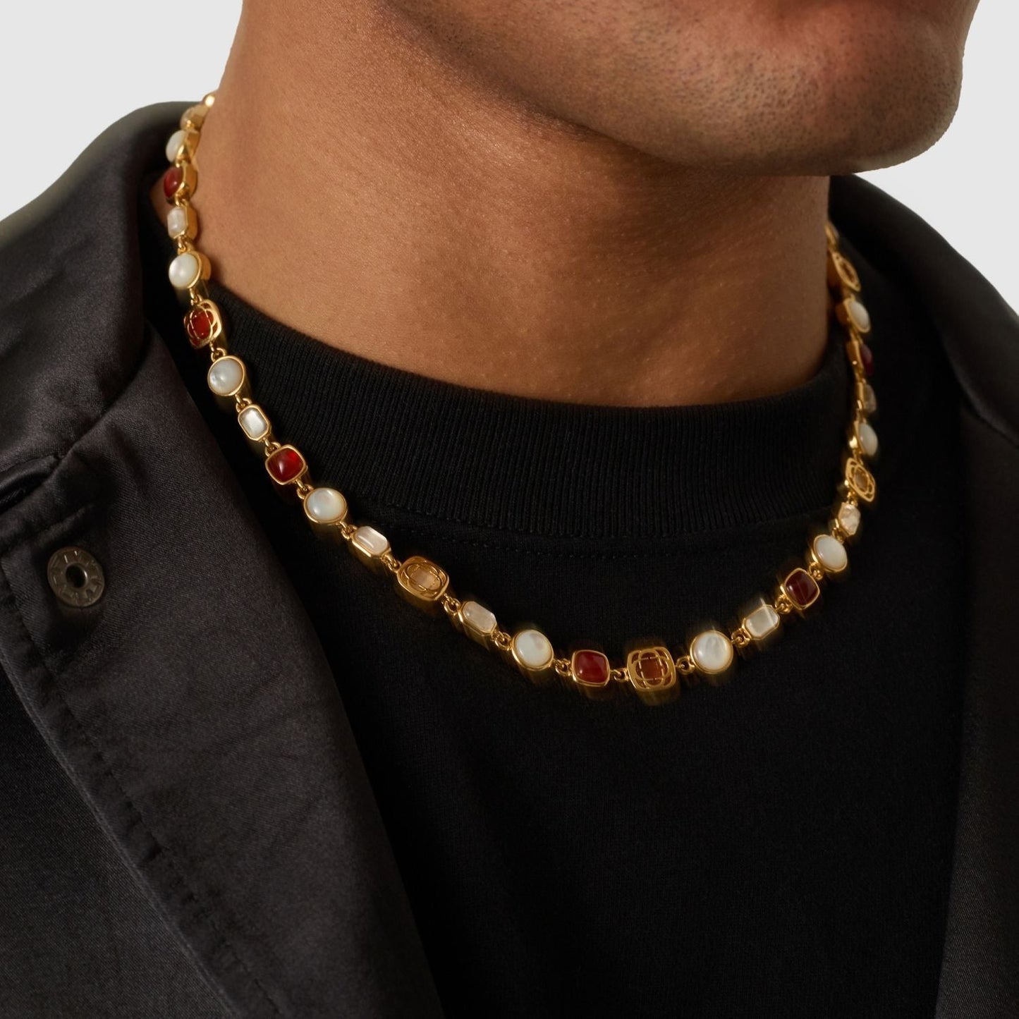 Rode Kristallen Sieraad Ketting (Goud)