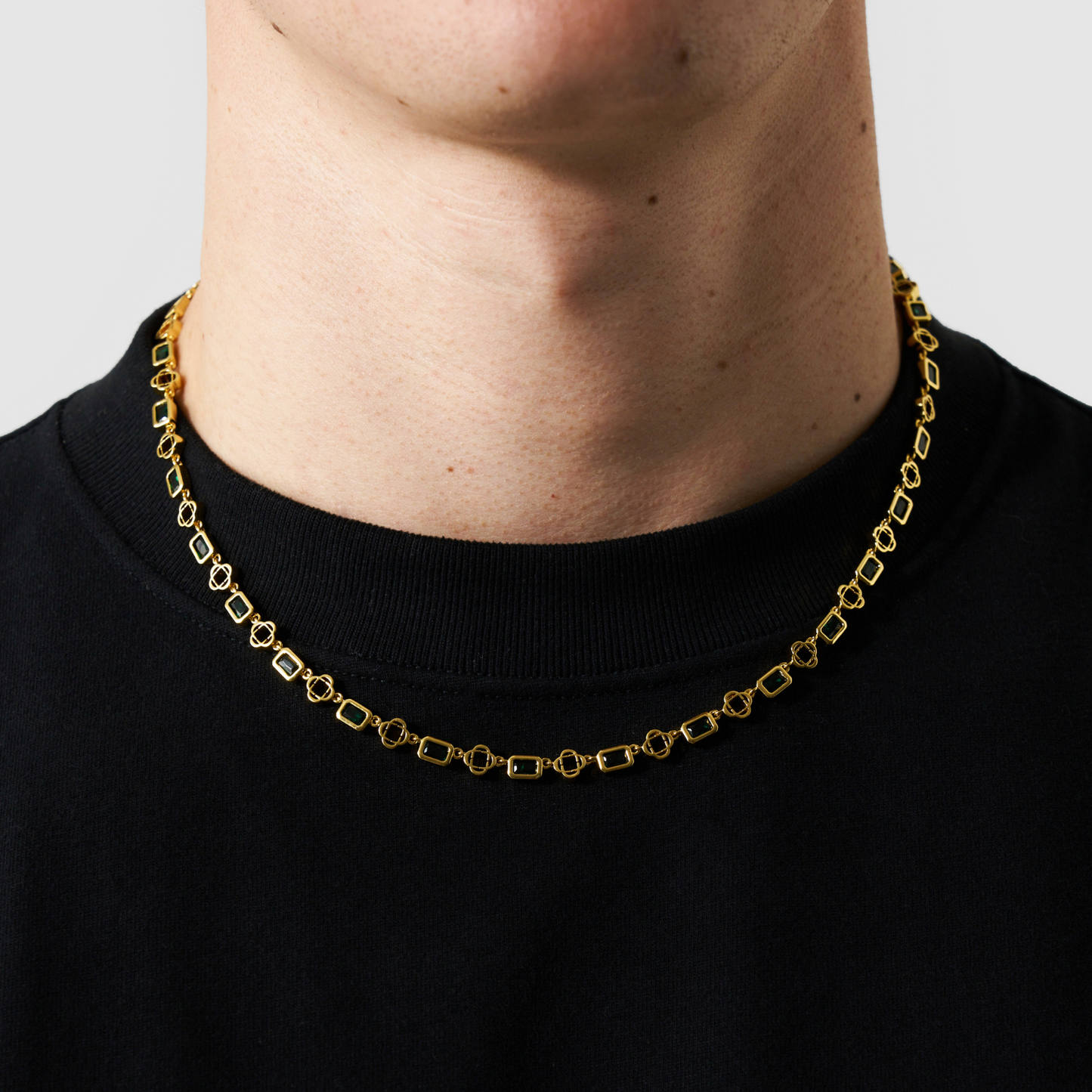 Rode Edelstenen Klavertje Vier Ketting (Goud)