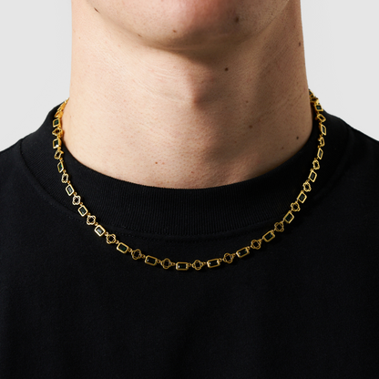 Rode Edelstenen Klavertje Vier Ketting (Goud)