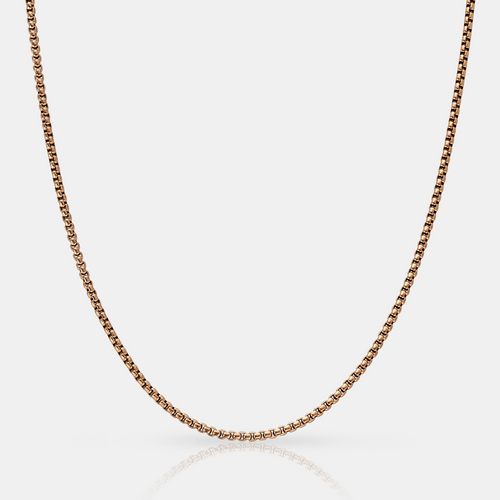 Ronde Box Ketting (Roze Goud) 2mm