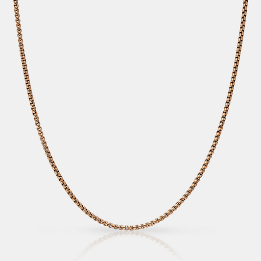 Ronde Box Ketting (Roze Goud) 2mm